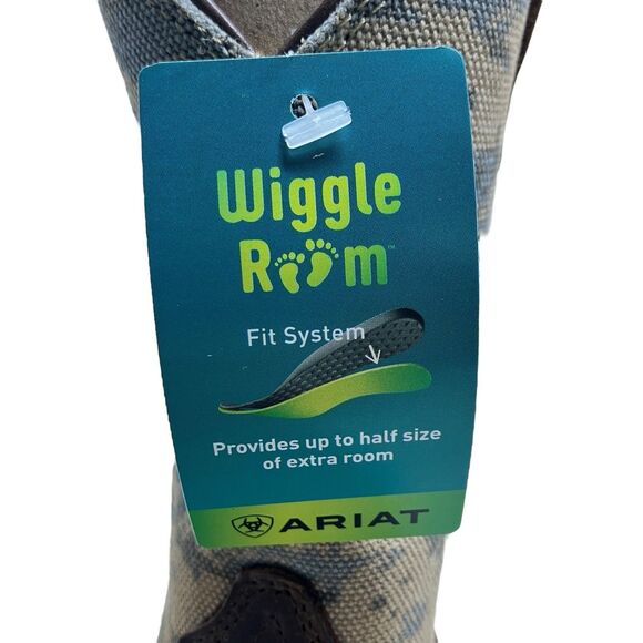 Ariat Kids 8 Western Cowboy Boots 10027279 Brown Camo Flag Leather Square Toe - Picture 11 of 15